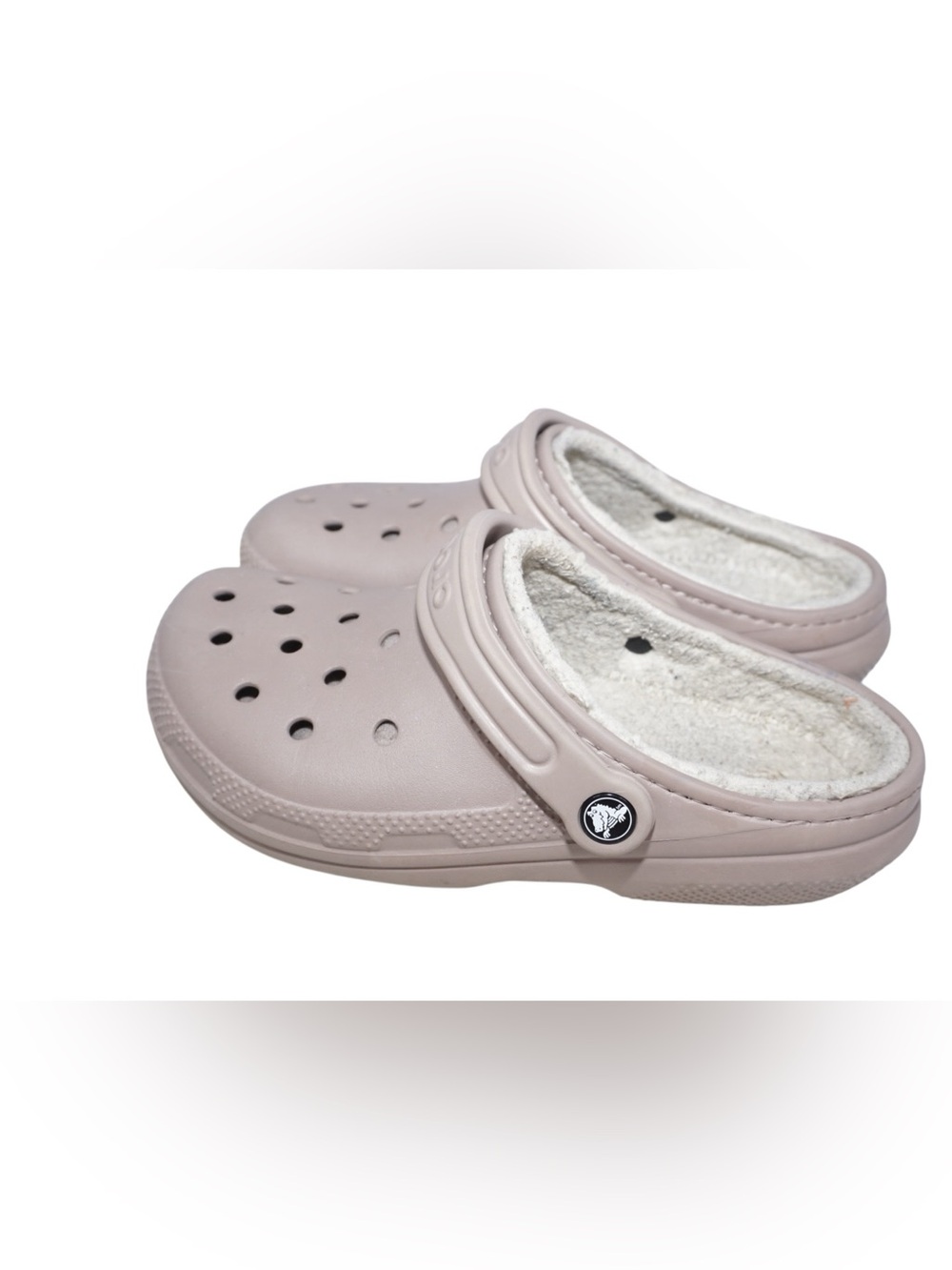 Crocs Classic Lined Clogs Beige Tan Khaki Fleece Fuzzy Slippers Shoes M5 W7 - Picture 7 of 9